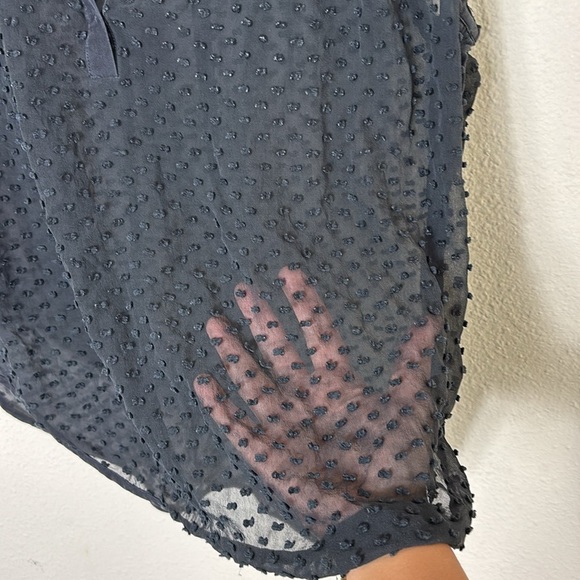 Rebecca Taylor Geo Dot Clip Chiffon Blouse Sheer Black 100% silk Top Size 12 - Picture 5 of 7